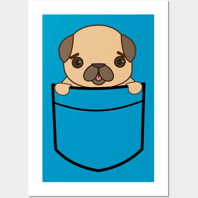 Pocket Puppy Pug T-Shirt Wall Art by happinessinatee